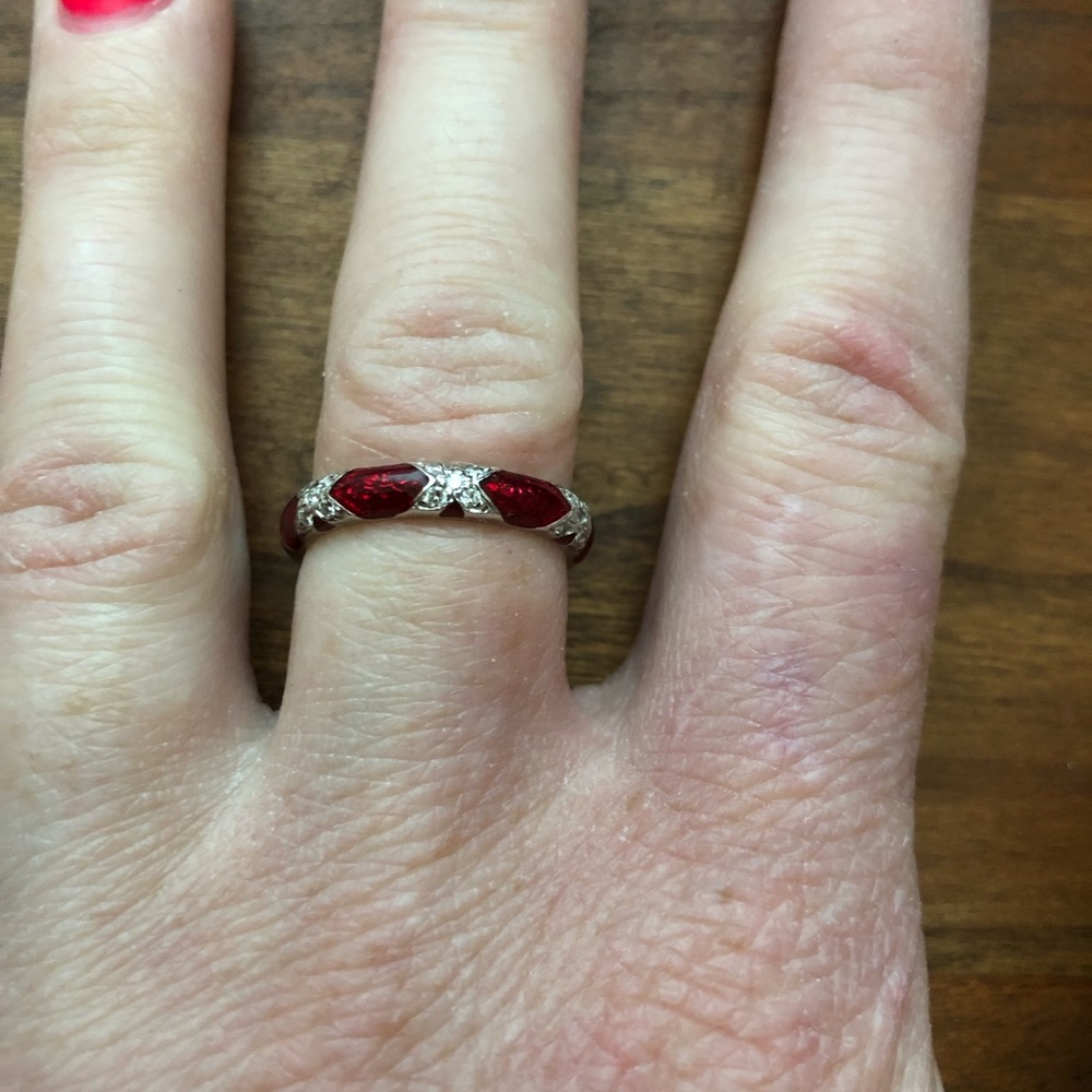 Vintage Tacori 14kt diamond and enamel ring